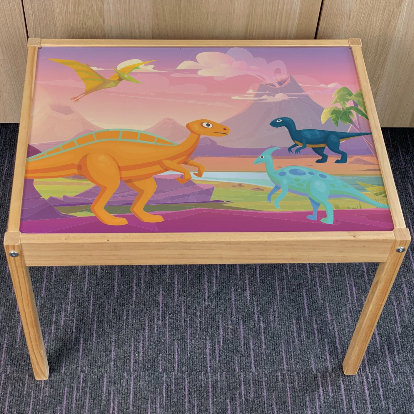 Kids Pink Dinosaur Table Top STICKER ONLY Compatible with IKEA Latt Tables