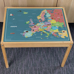 Kids Europe Map Table Top STICKER ONLY Compatible with IKEA Latt Tables