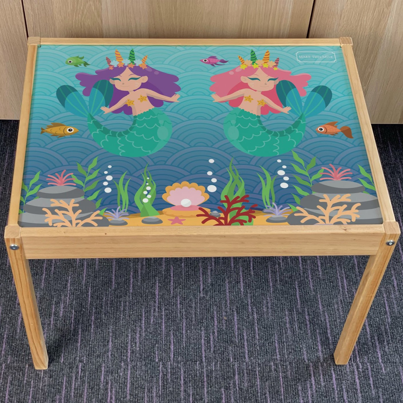 Kids Mermaid Table Top STICKER ONLY Compatible with IKEA Latt Tables