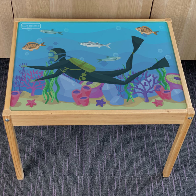Kids Scuba Underwater Table Top STICKER ONLY Compatible with IKEA Latt Tables