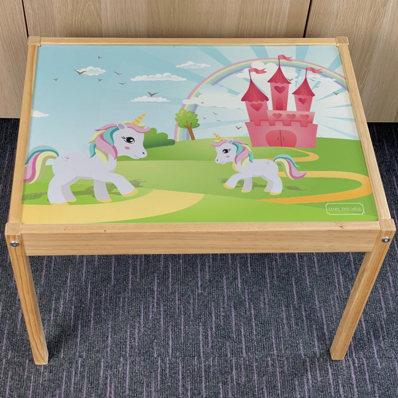 Kids Unicorn Fairytale Table Top STICKER ONLY Compatible with IKEA Latt Tables