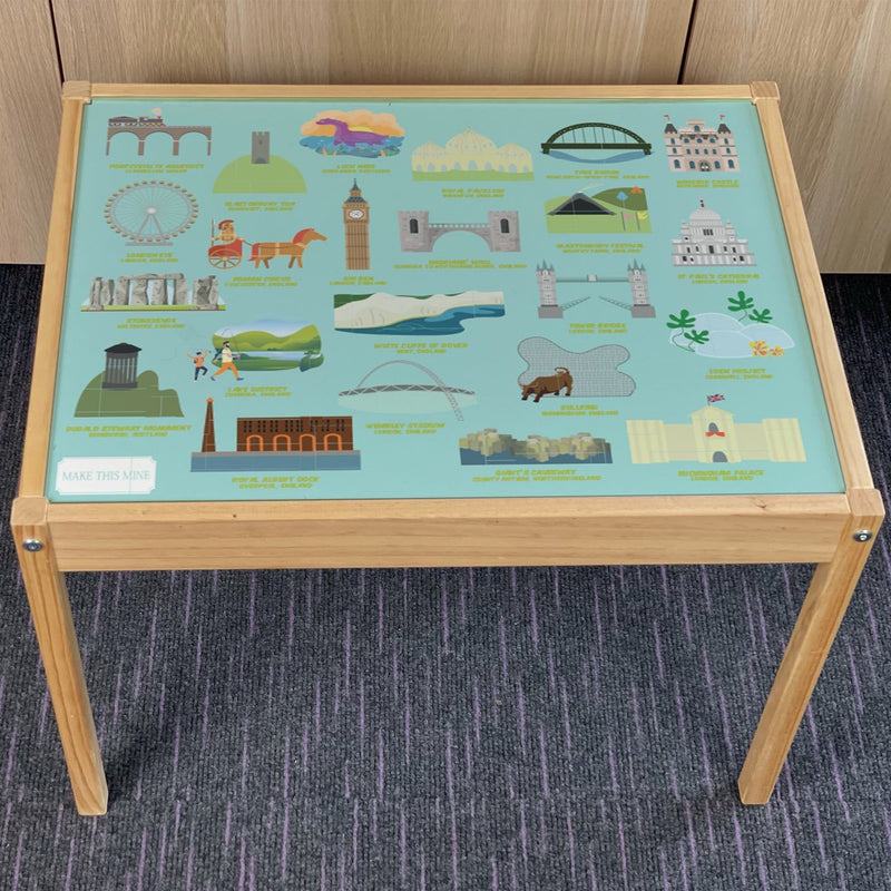 Kids UK Landmarks Table Top STICKER ONLY Compatible with IKEA Latt Tables