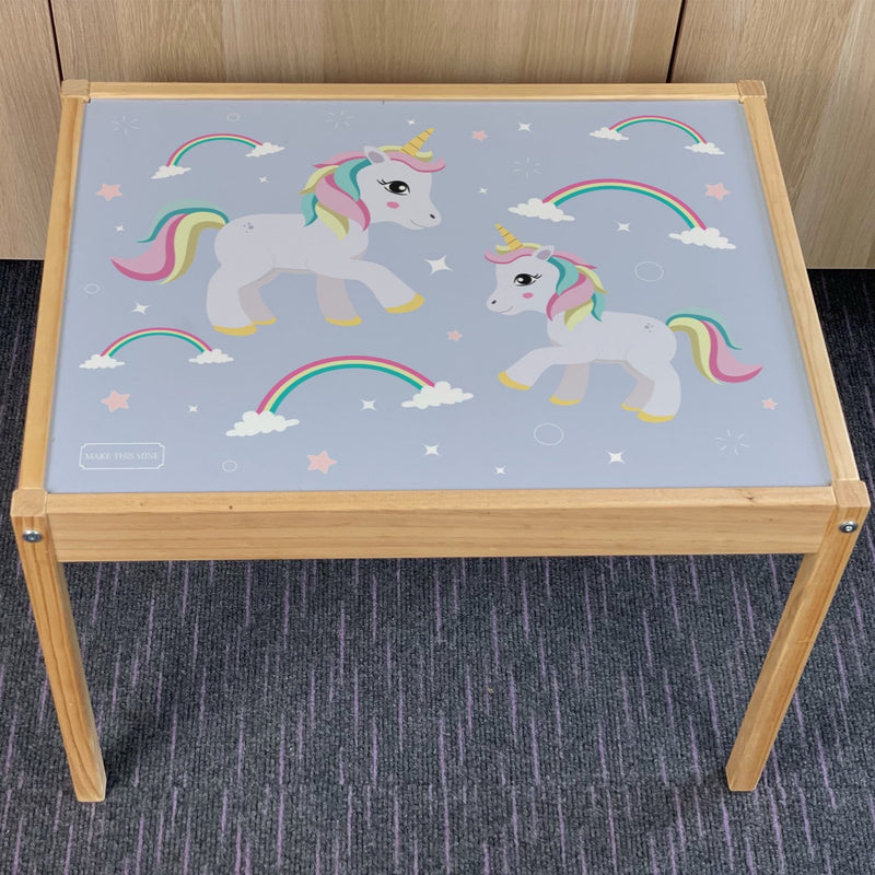 Kids Unicorn Sparkle Table Top STICKER ONLY Compatible with IKEA Latt Tables