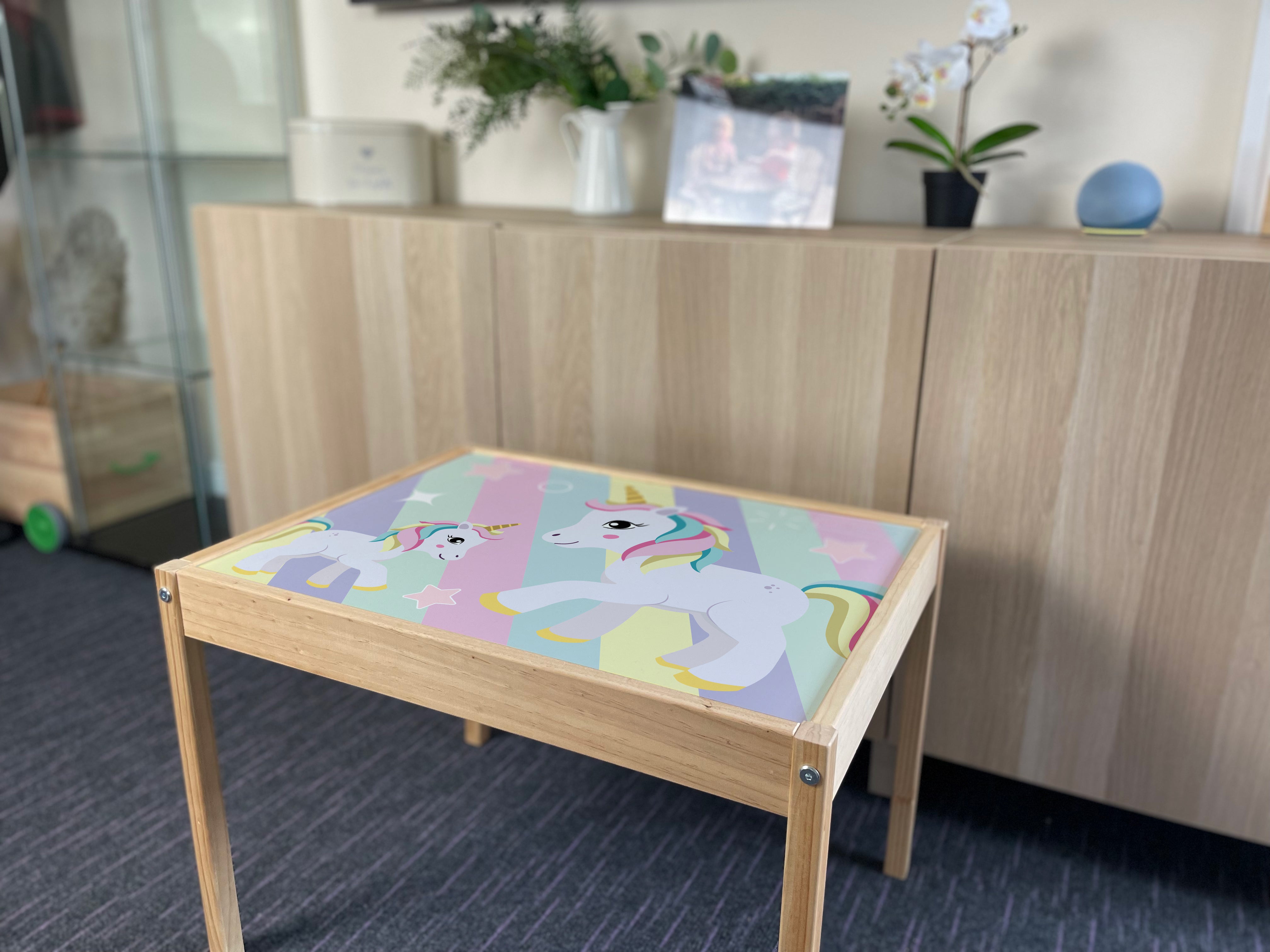 Kids Striped Unicorn Table Top STICKER ONLY Compatible with IKEA Latt Tables