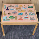 Kids World Landmarks Table Top STICKER ONLY Compatible with IKEA Latt Tables
