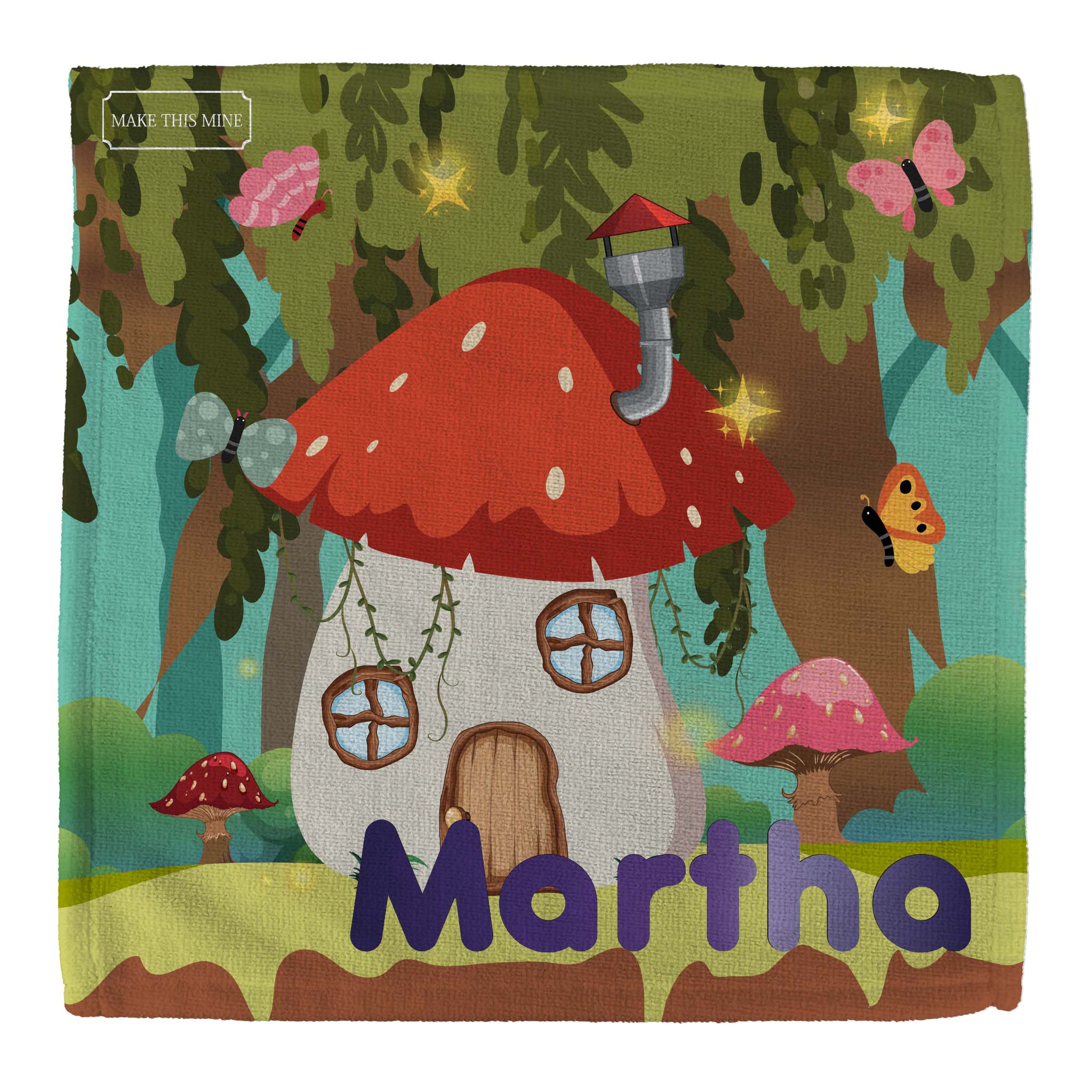 Personalised Children's Towel & Face Cloth Pack - Mushroom