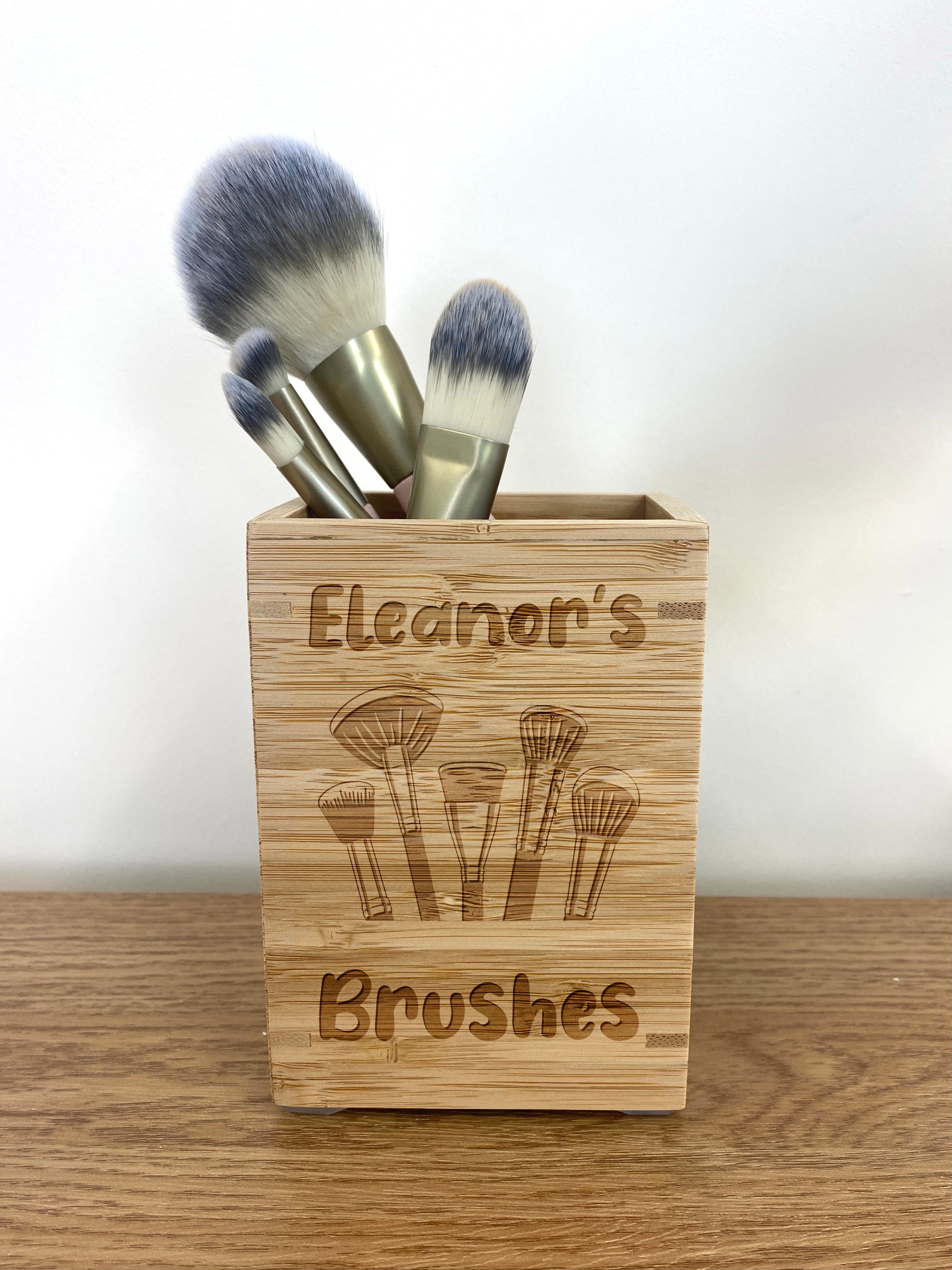 Personalised Engraved Sustainable Bamboo Makeup Pot