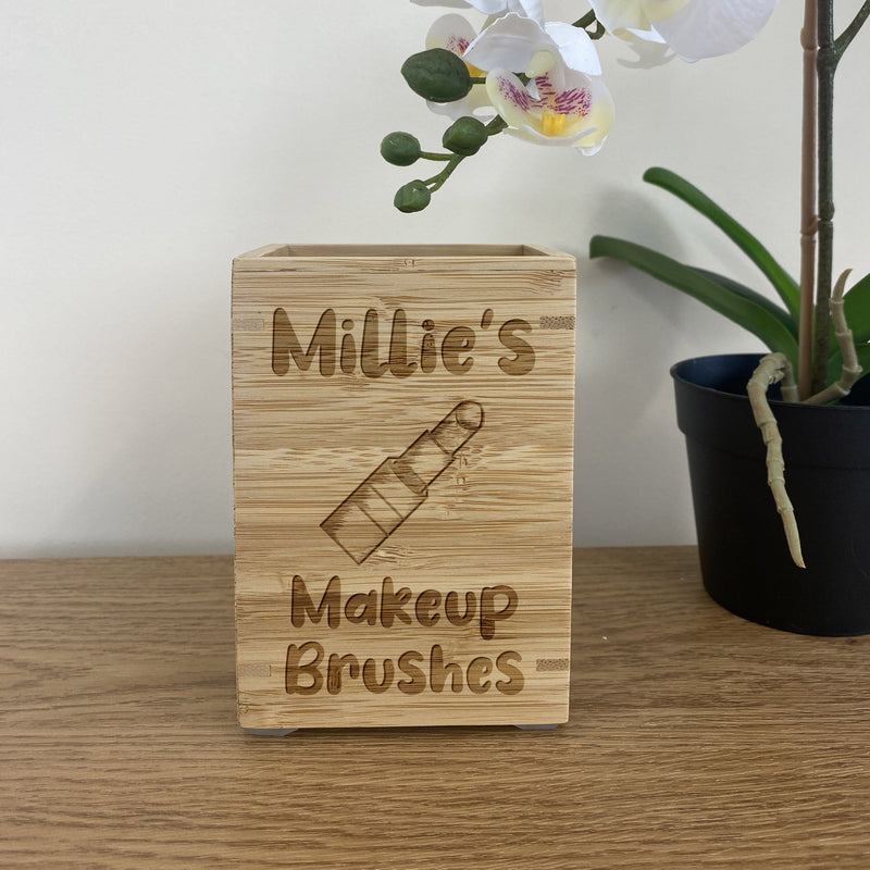 Personalised Engraved Sustainable Bamboo Makeup Pot