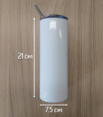 Stainless Steel Skinny Tumbler & Straw with Cobbled Pastel Colour Design