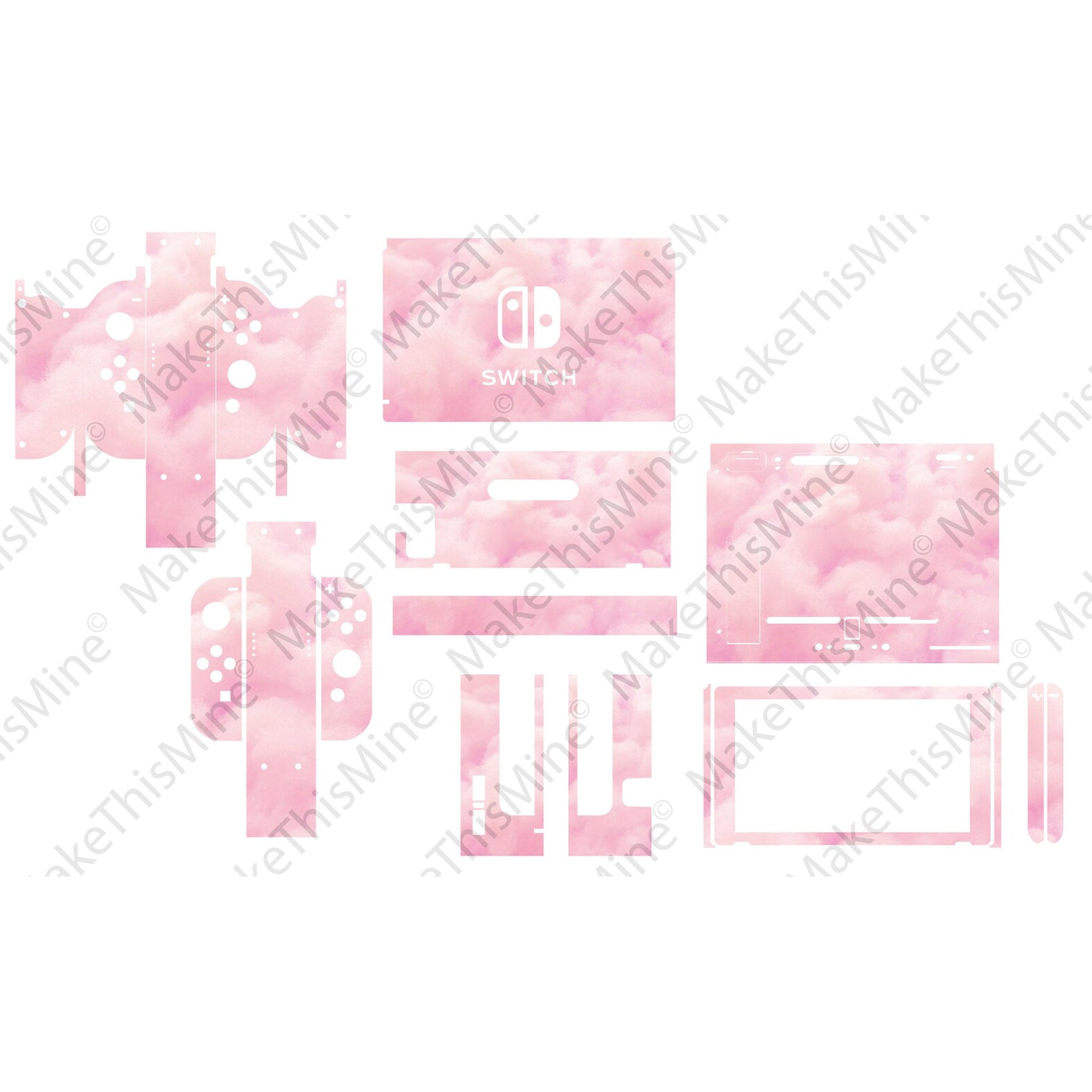 Nintendo Switch Personalised Skin Pink Cloud Design