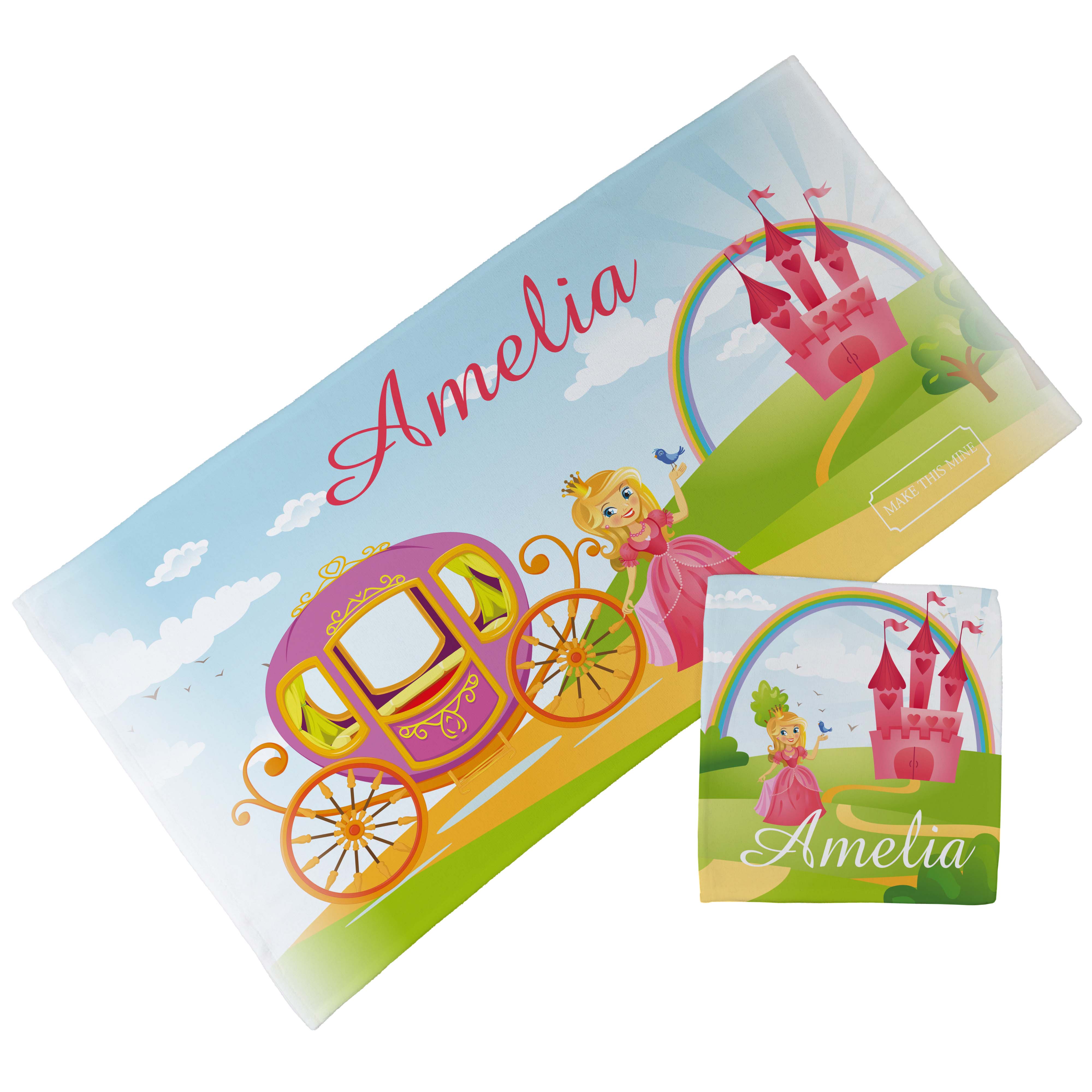 Personalised Children's Towel & Face Cloth Pack - Princess Fairytale