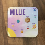 Personalised Children's Coasters - Pink Planet Solar System