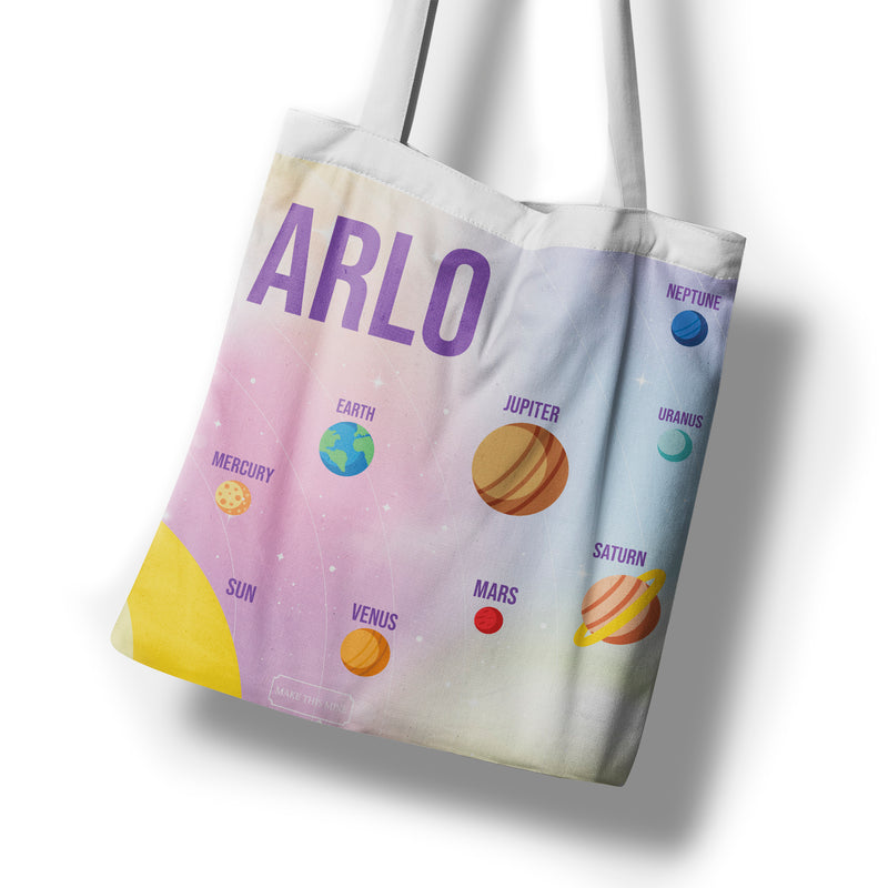 Personalised Children's Tote Bag - Pink Planets