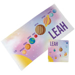 Personalised Children's Towel & Face Cloth Pack - Pink Planets