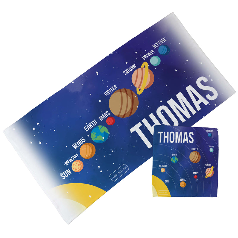 Personalised Children's Towel & Face Cloth Pack - Planets