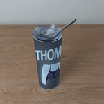 Personalised Stainless Steel Skinny Tumbler & Straw with Gaming Controller Design