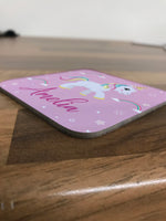 Personalised Children's Coasters - Pink Unicorn Sparkle