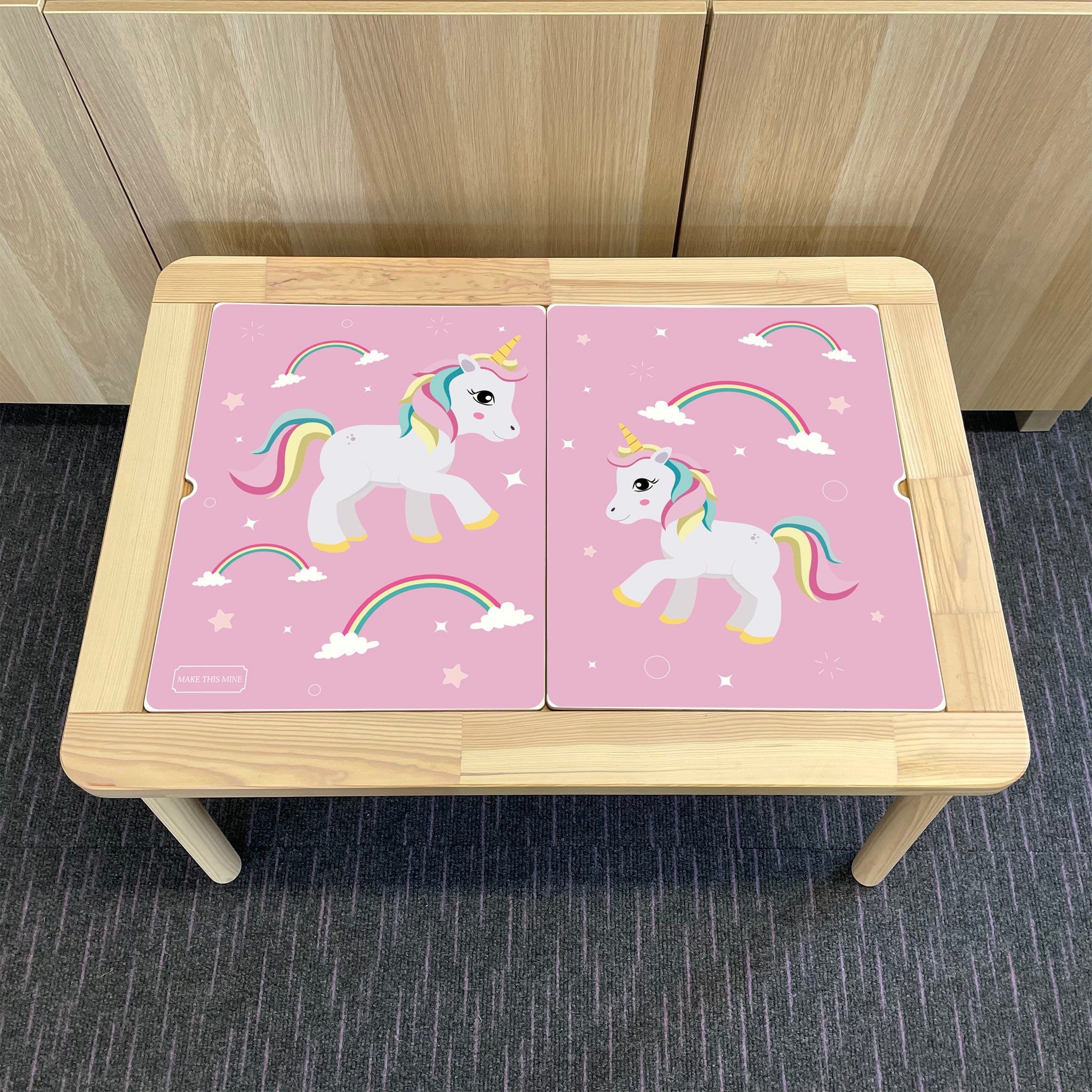 Kids Pink Unicorn Sparkle Table Top STICKER ONLY Compatible with IKEA Flisat Tables