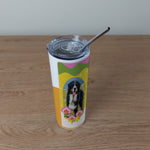 Personalised Stainless Steel Skinny Tumbler & Straw with Colourful Photo Frame Design