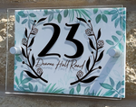 Personalised House Number Sign Black Floral Wreath