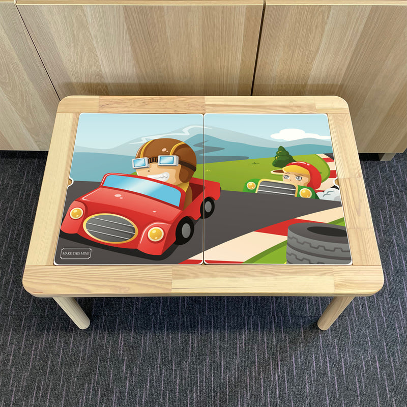 Kids Race Car Table Top STICKER ONLY Compatible with IKEA Flisat Tables