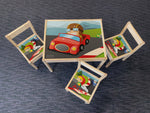 Personalised Children's Table and 3 Chairs Printed Race Car Design