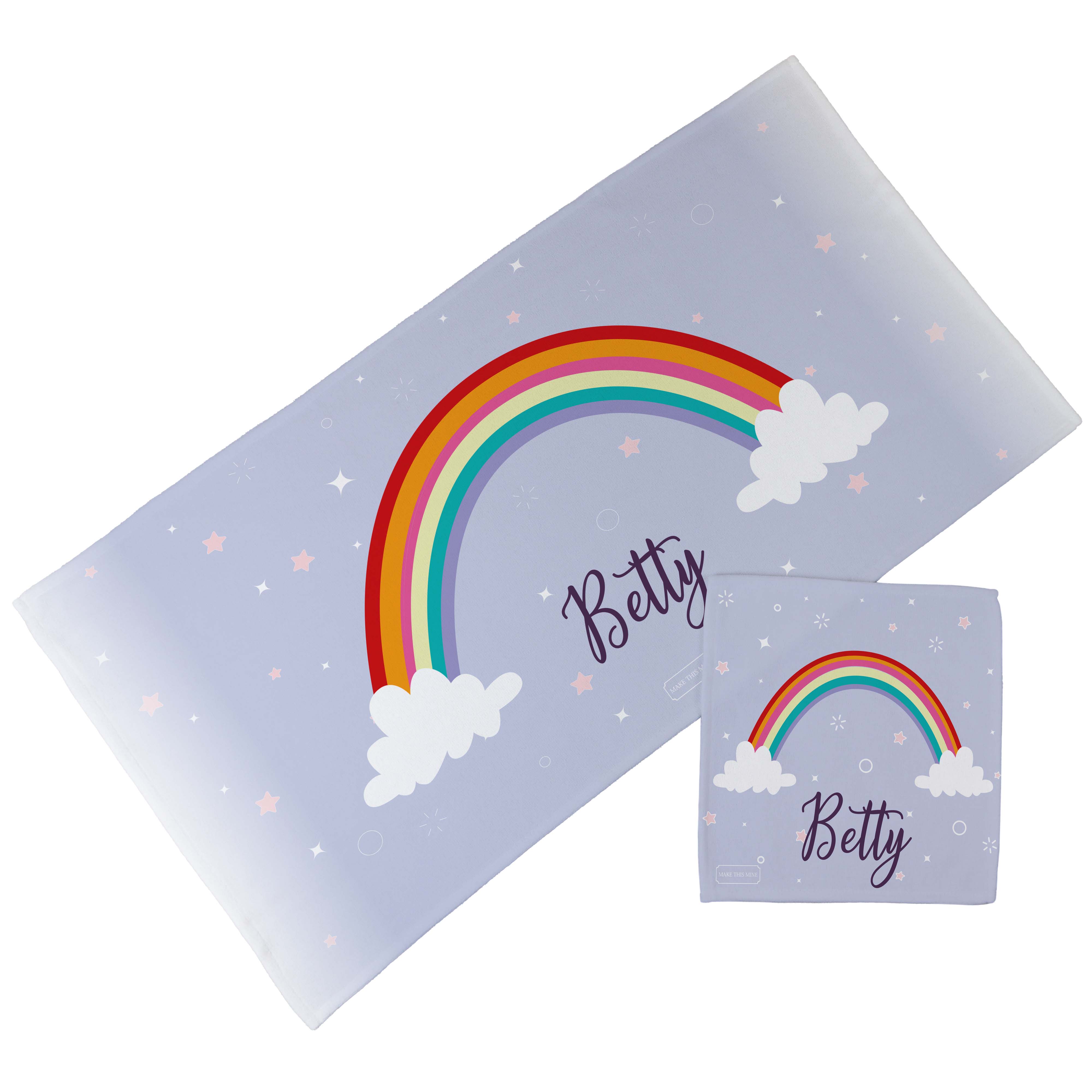 Personalised Children's Towel & Face Cloth Pack - Rainbow