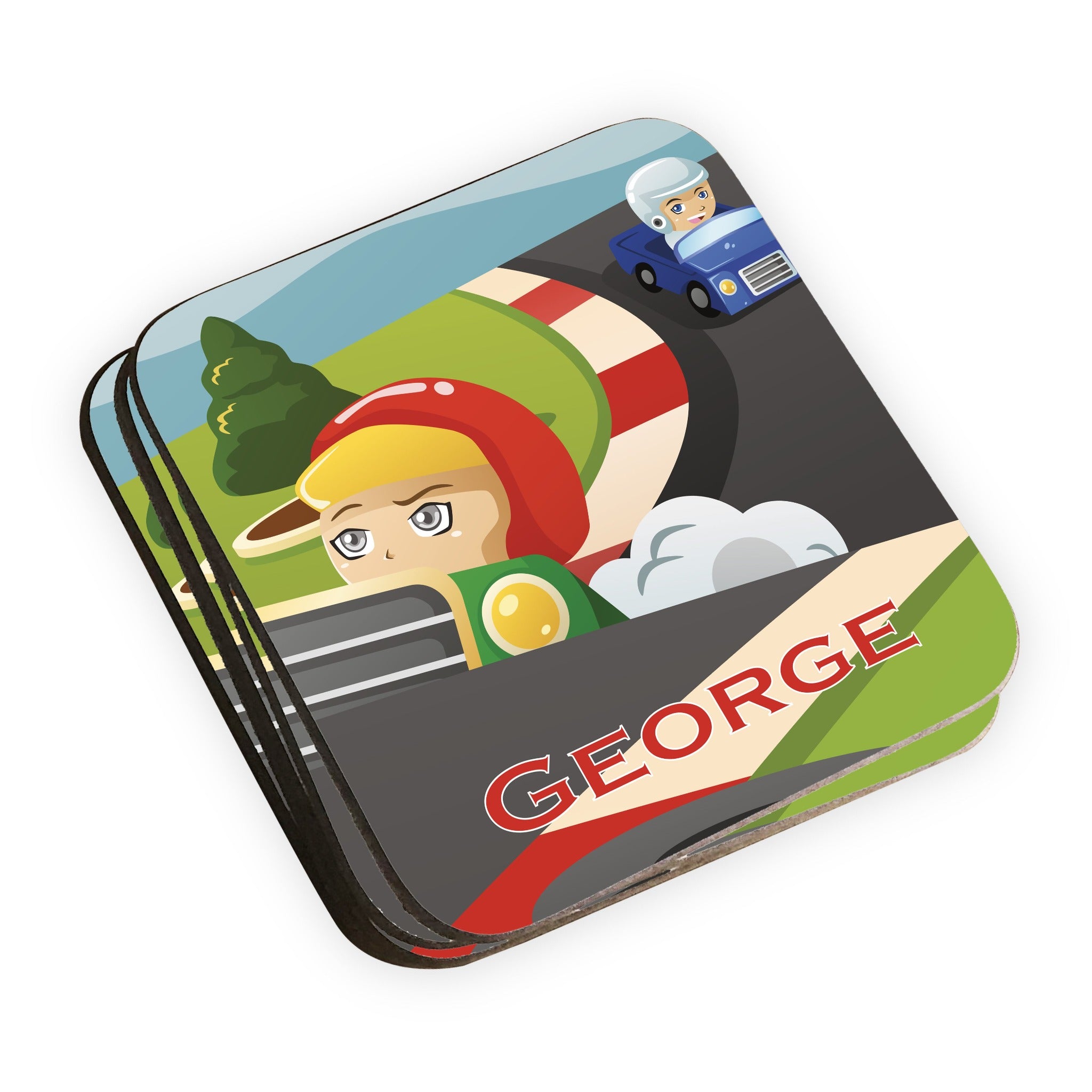 Children's Racecar Design Coasters(Set of 4)