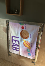 Personalised Children's Towel Pink Planets Solar System