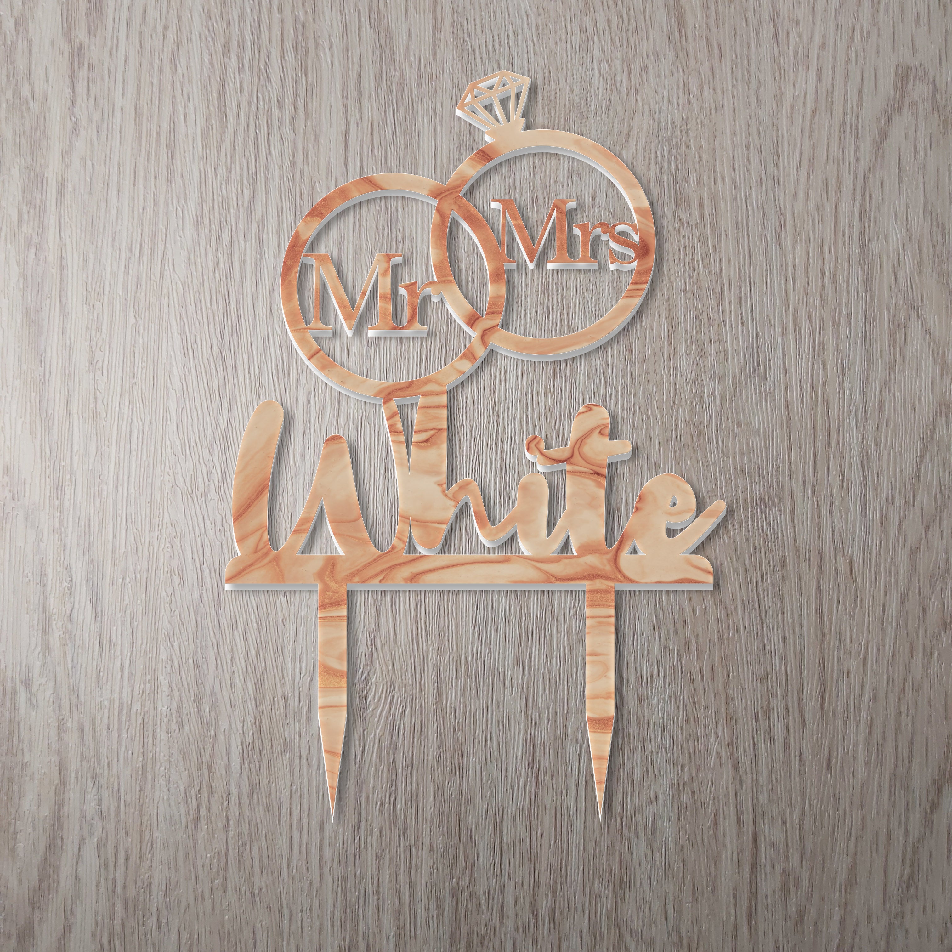 Personalised Perspex Mr and Mrs Silhouette Wedding Cake Topper