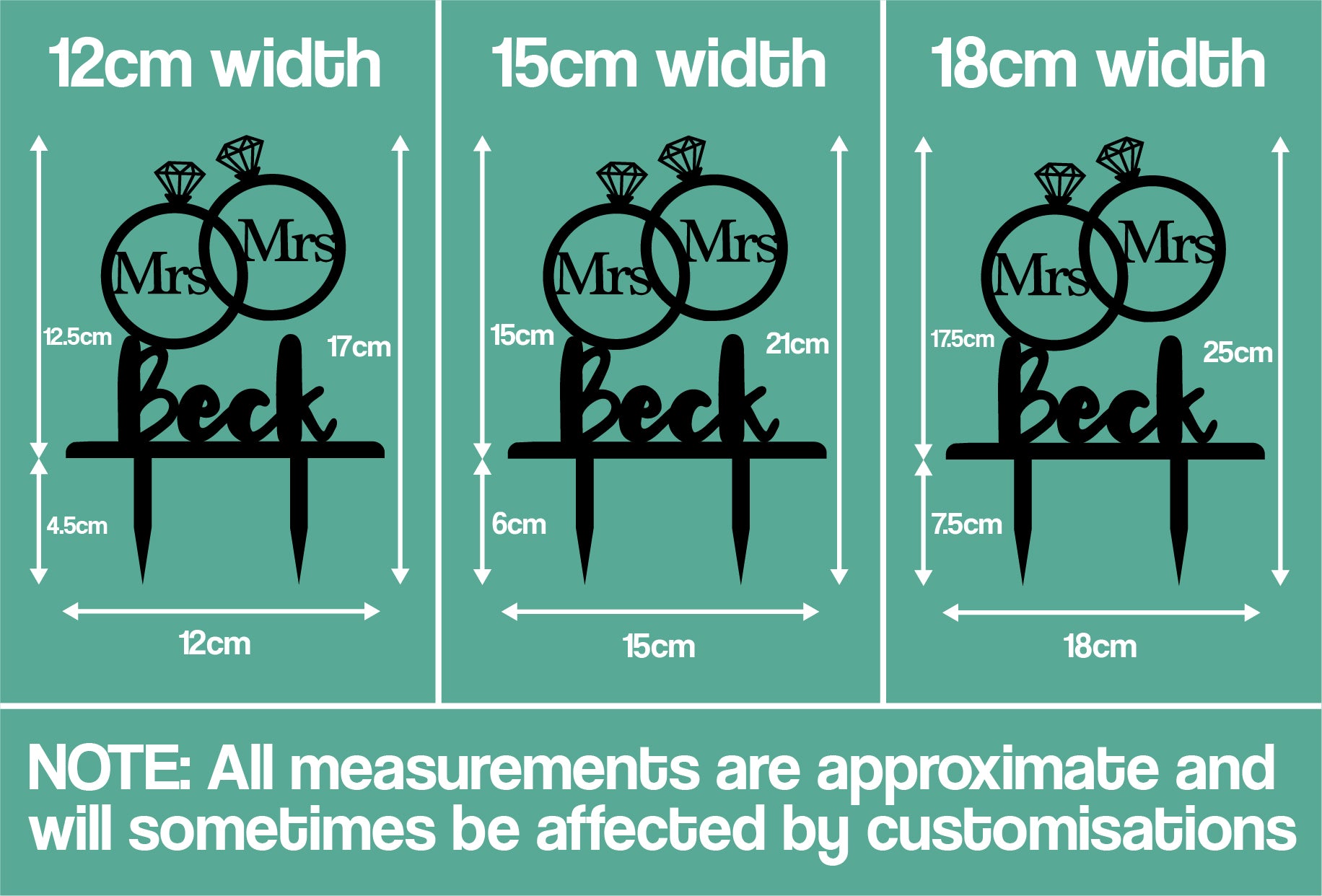 Personalised Perspex Mrs and Mrs Rings Pride Wedding Cake Topper