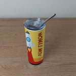 Personalised Stainless Steel Skinny Tumbler & Straw with Space Rocket Design
