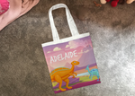 Personalised Children's Tote Bag - Pink Dinosaur Volcano