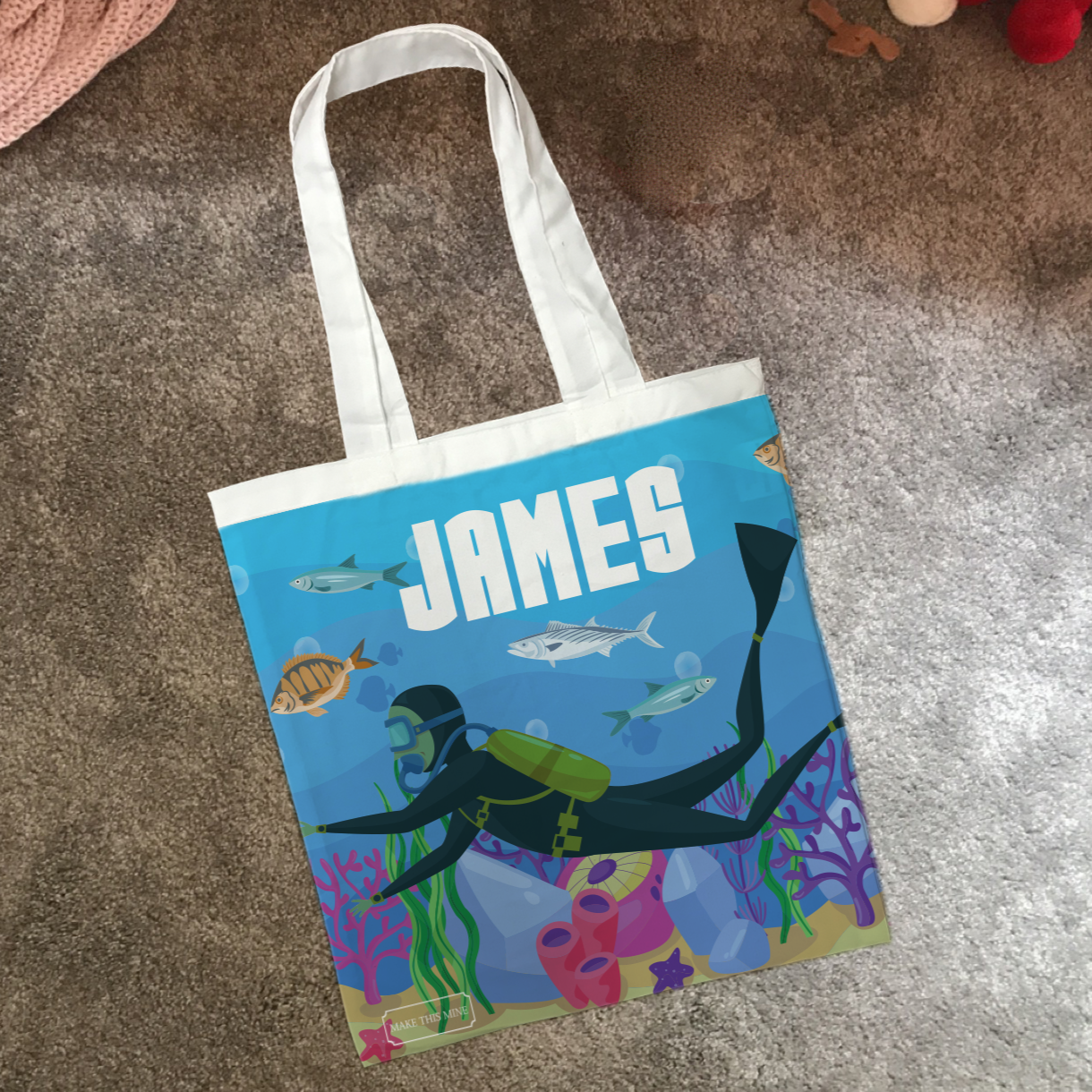 Personalised Children's Tote Bag - Scuba Diver