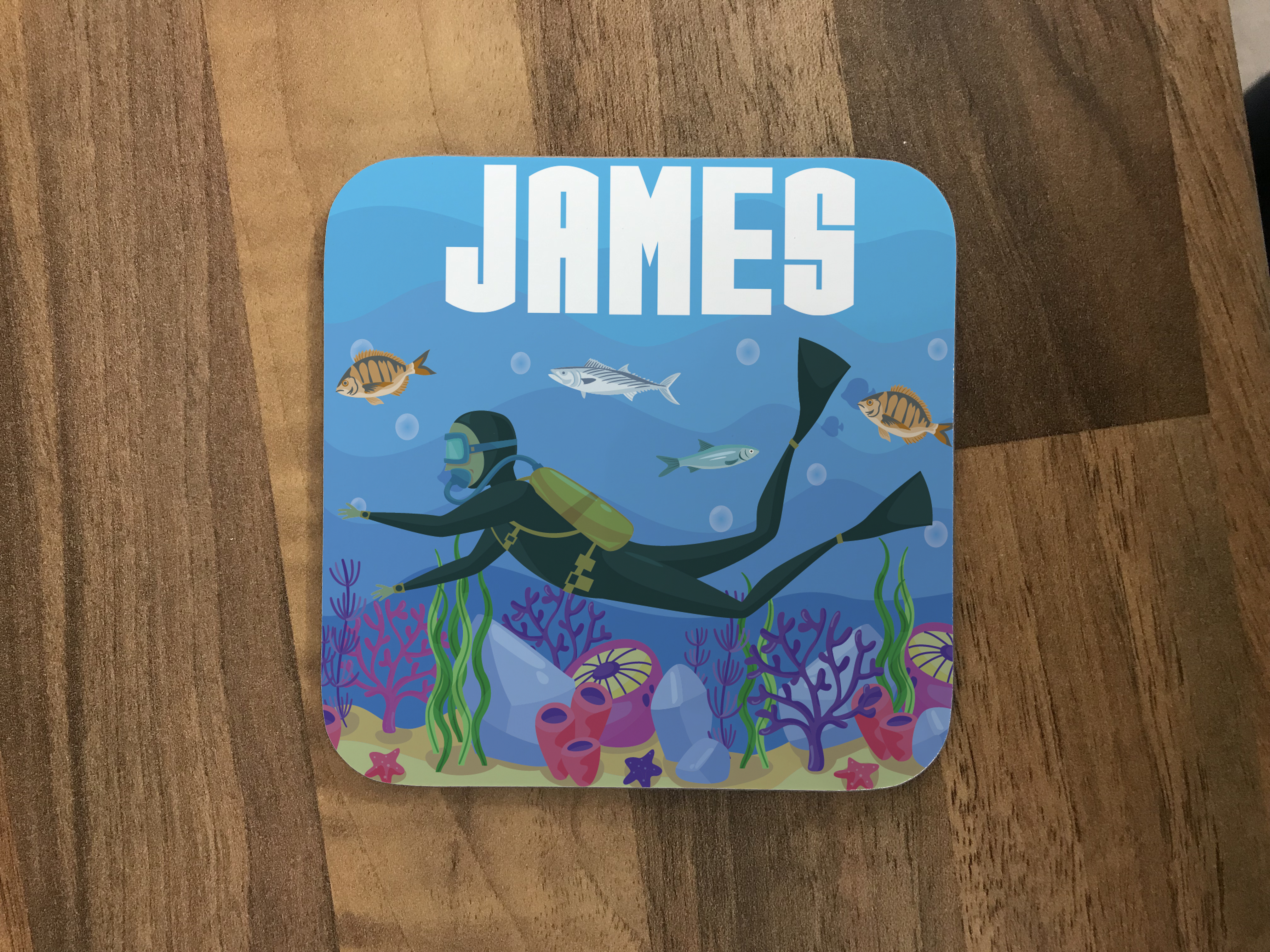 Personalised Children's Coasters - Scuba Underwater