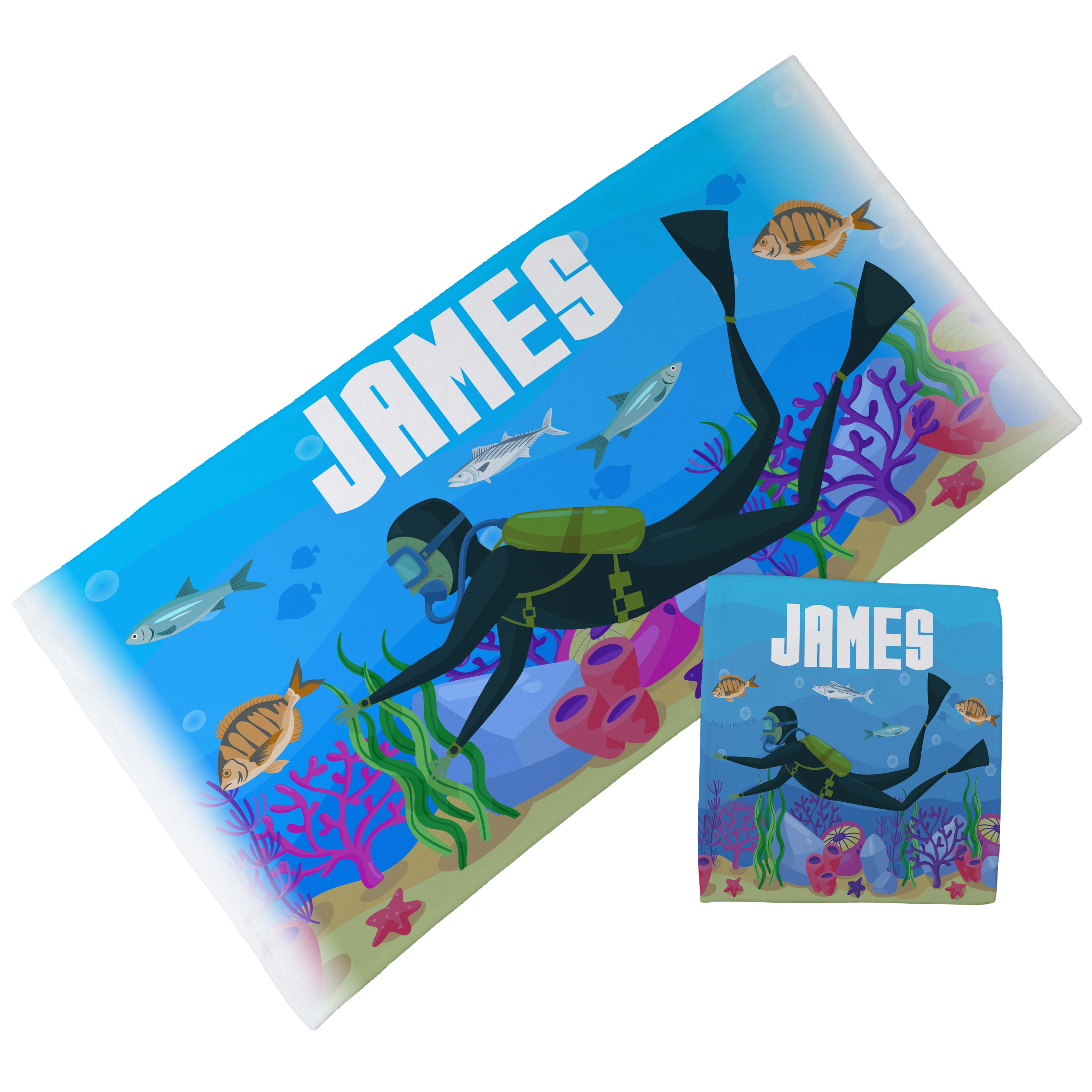 Personalised Children's Towel & Face Cloth Pack - Scuba