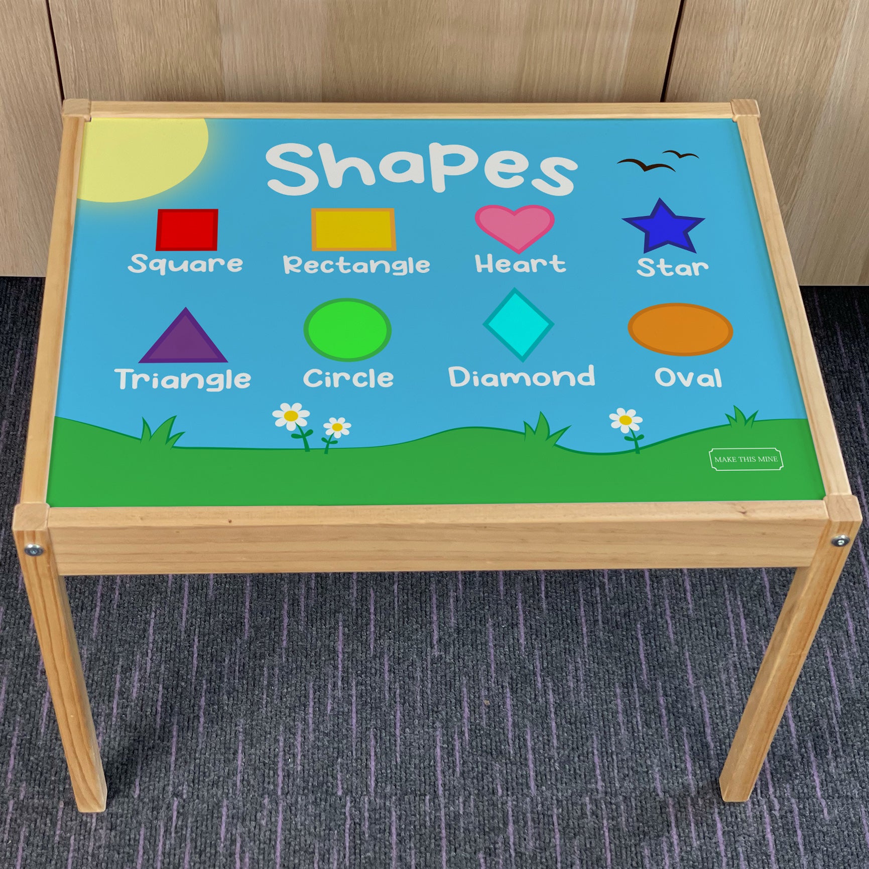 Personalised Children's Ikea LATT Wooden Table and 1 Chair - Shapes