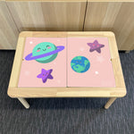 Kids Pink Stars Planets Table Top STICKER ONLY Compatible with IKEA Flisat Tables