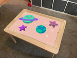 Kids Pink Stars Planets Table Top STICKER ONLY Compatible with IKEA Flisat Tables