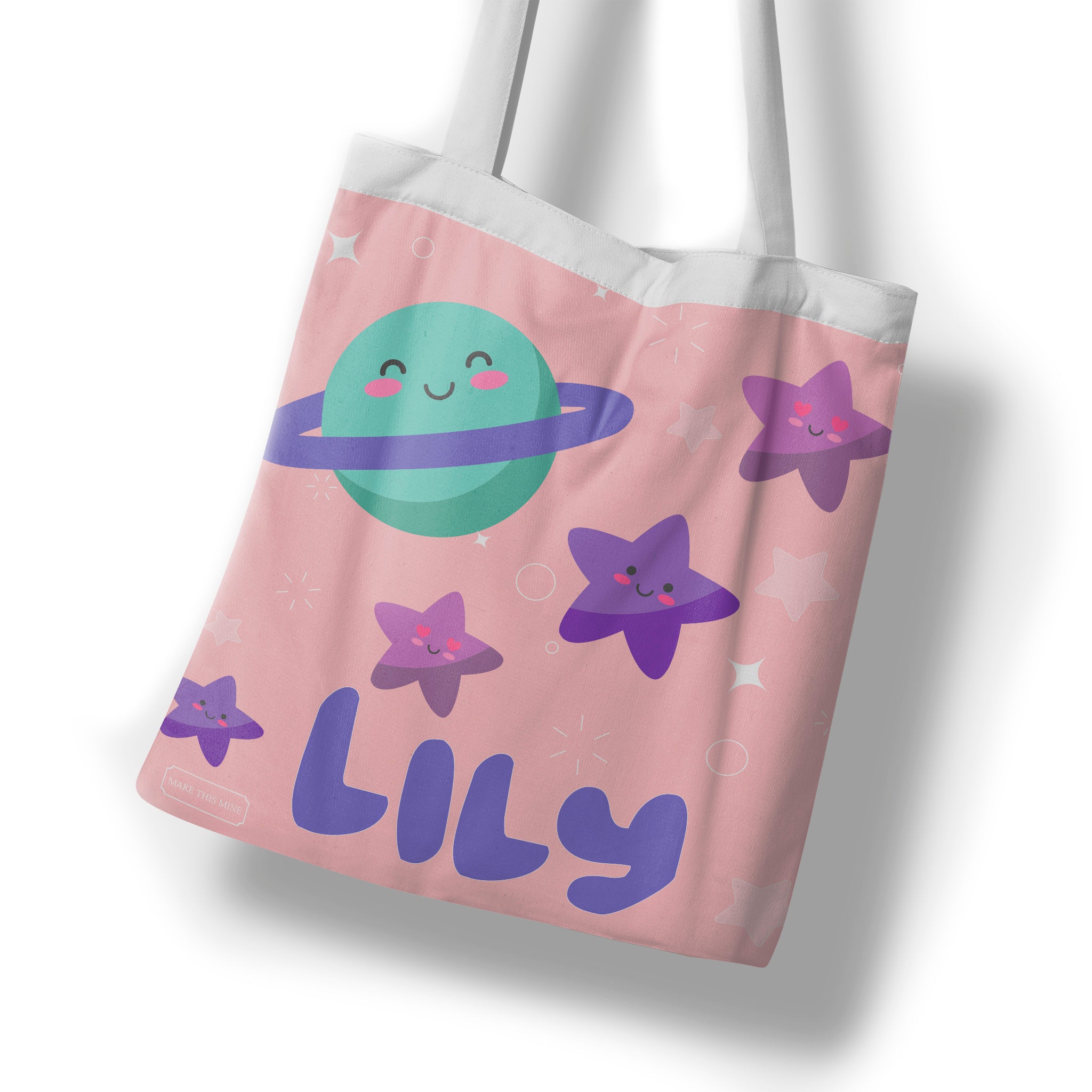 Personalised Kids Tote Bag - Pink Stars