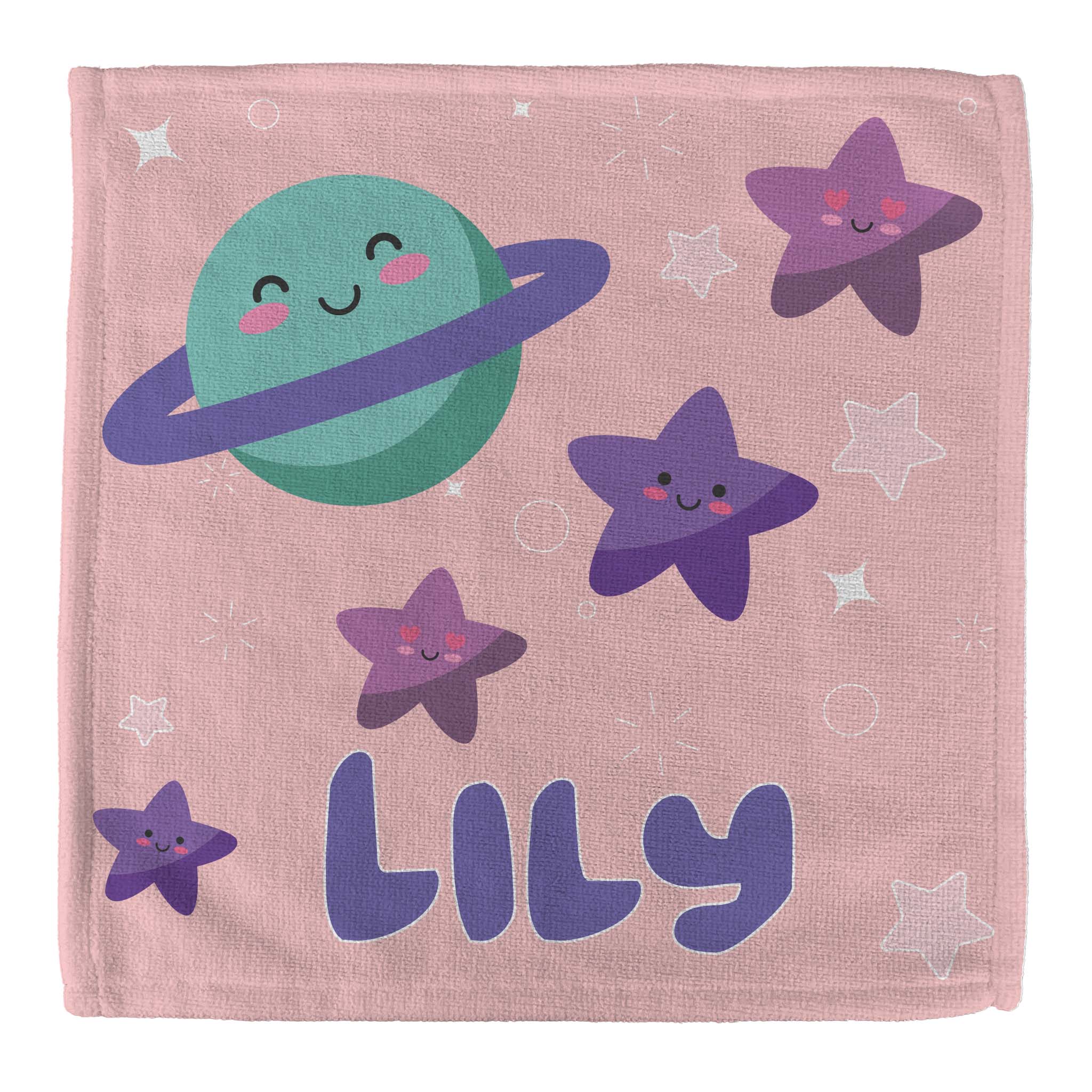 Personalised Children's Face Cloth - Pink Stars