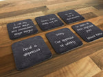 Set No 2 - Chalk Board Effect Pun Coasters - 6pk
