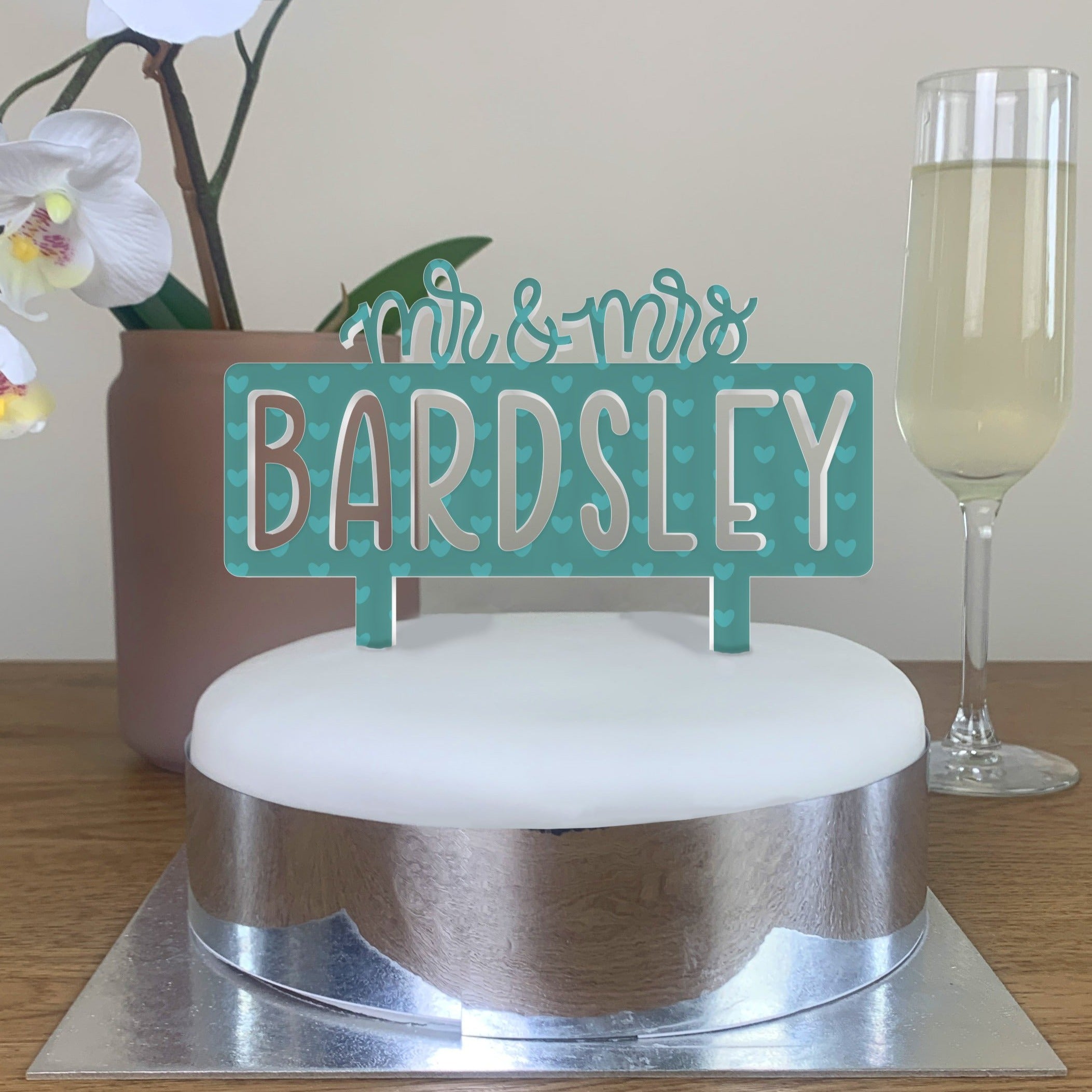 Personalised Perspex Fancy Road Sign Wedding Cake Topper