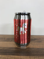 Personalised Children's Red Unicorn 280ml Stainless Steel Drinks Can