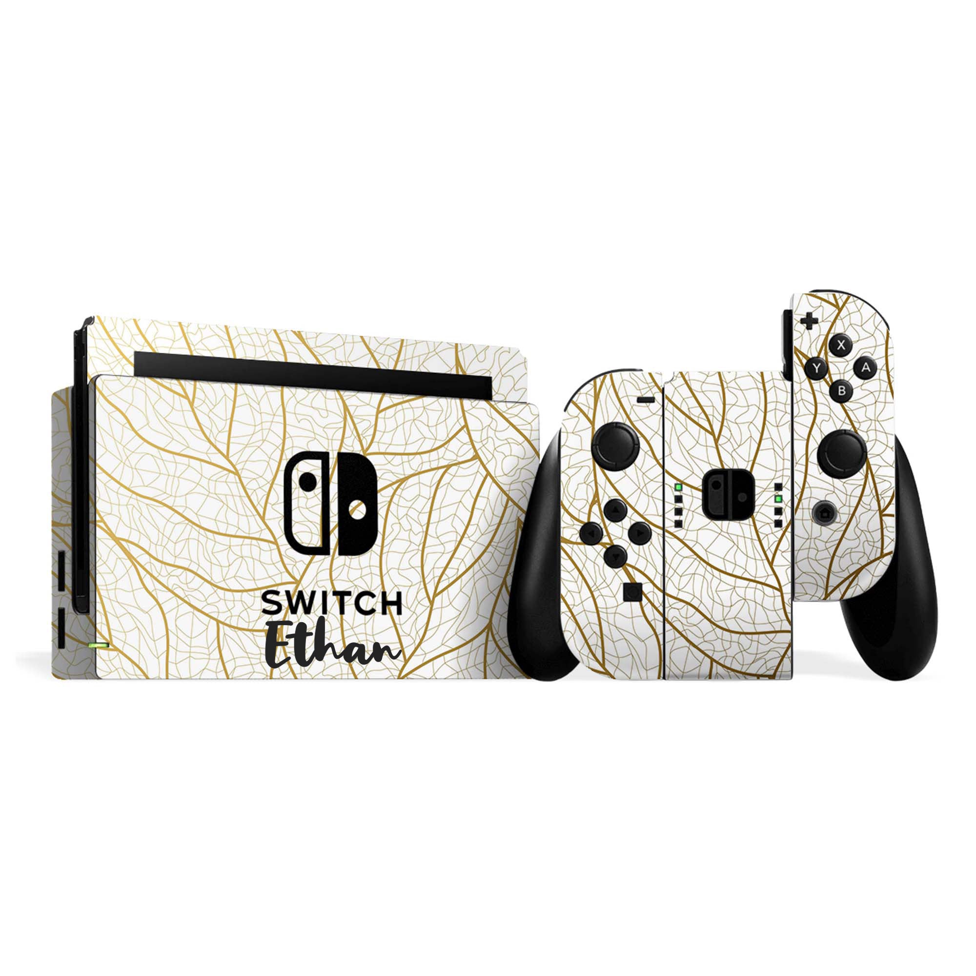 Nintendo Switch Personalised Skin Metallic Leaf Design