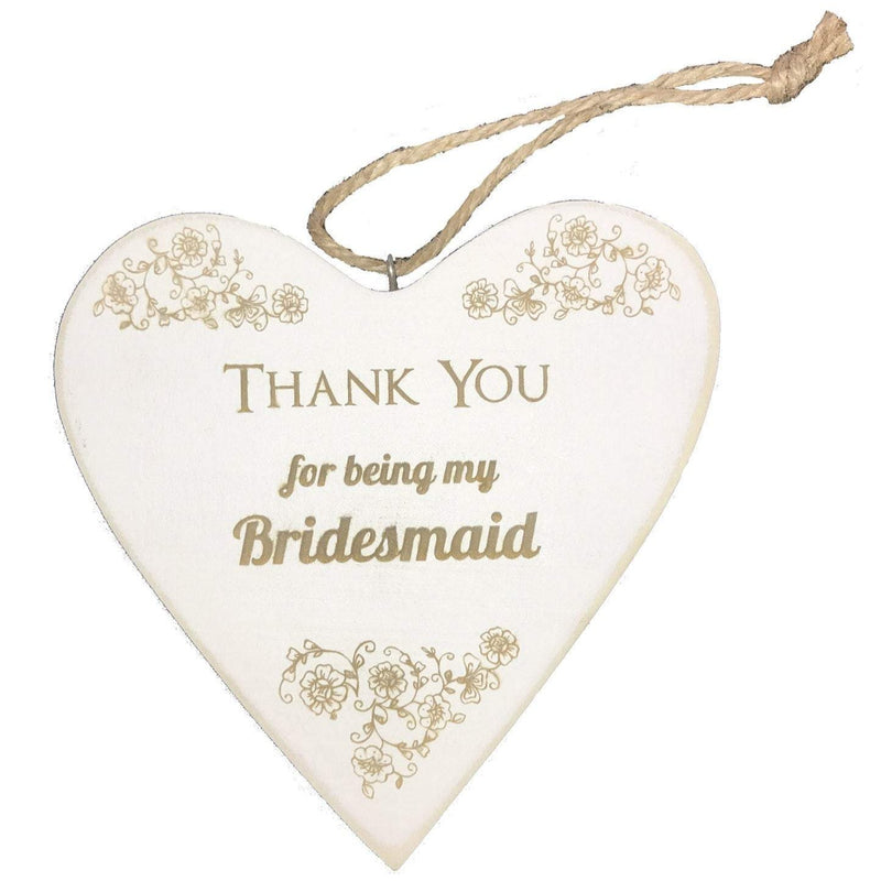 Personalised Engraved Wooden Heart, Thank you for being my Bridesmaid! (Small 8.5cm)
