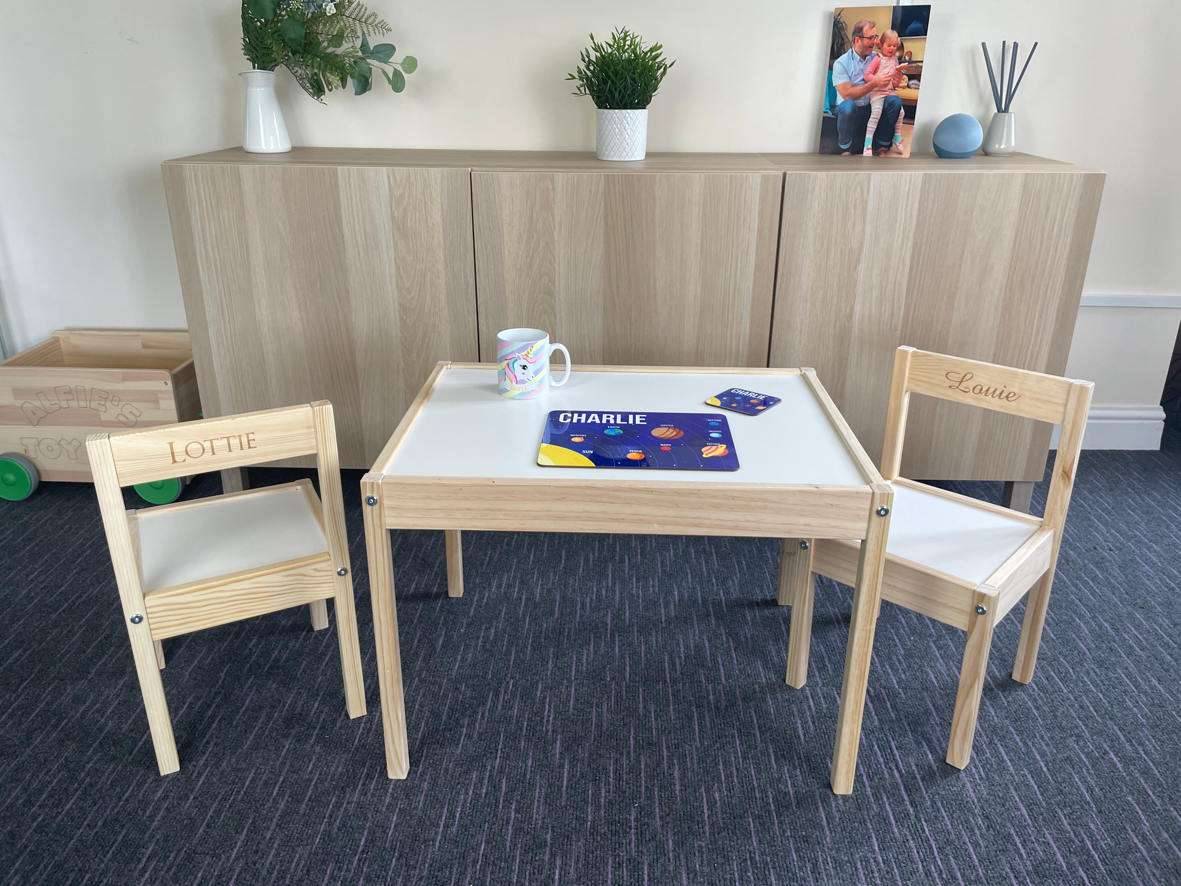 Personalised Children's Table and 2 Chairs Engraved