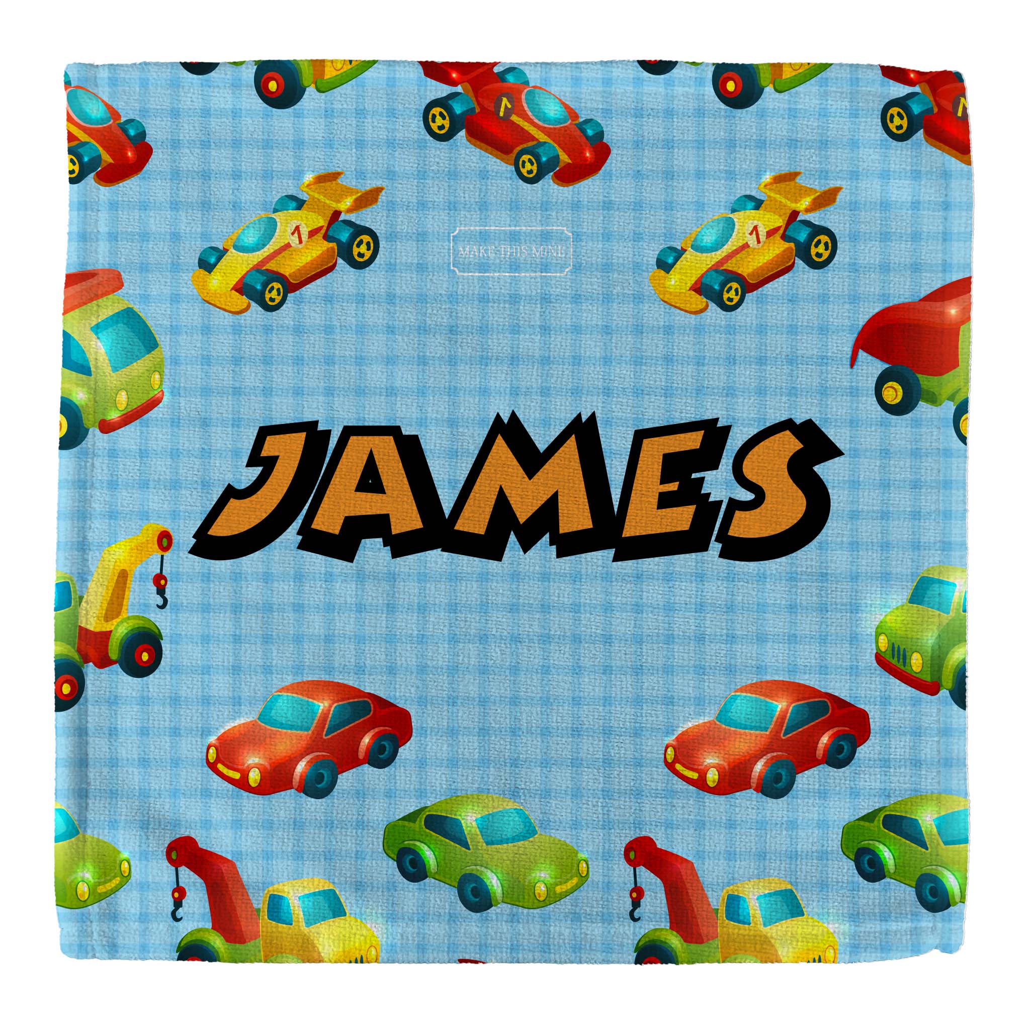 Personalised Children's Face Cloth - Trucks and Cars