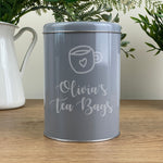 Personalised Round 1L Storage Tin - Tea Bags, Instant Coffee, Beans