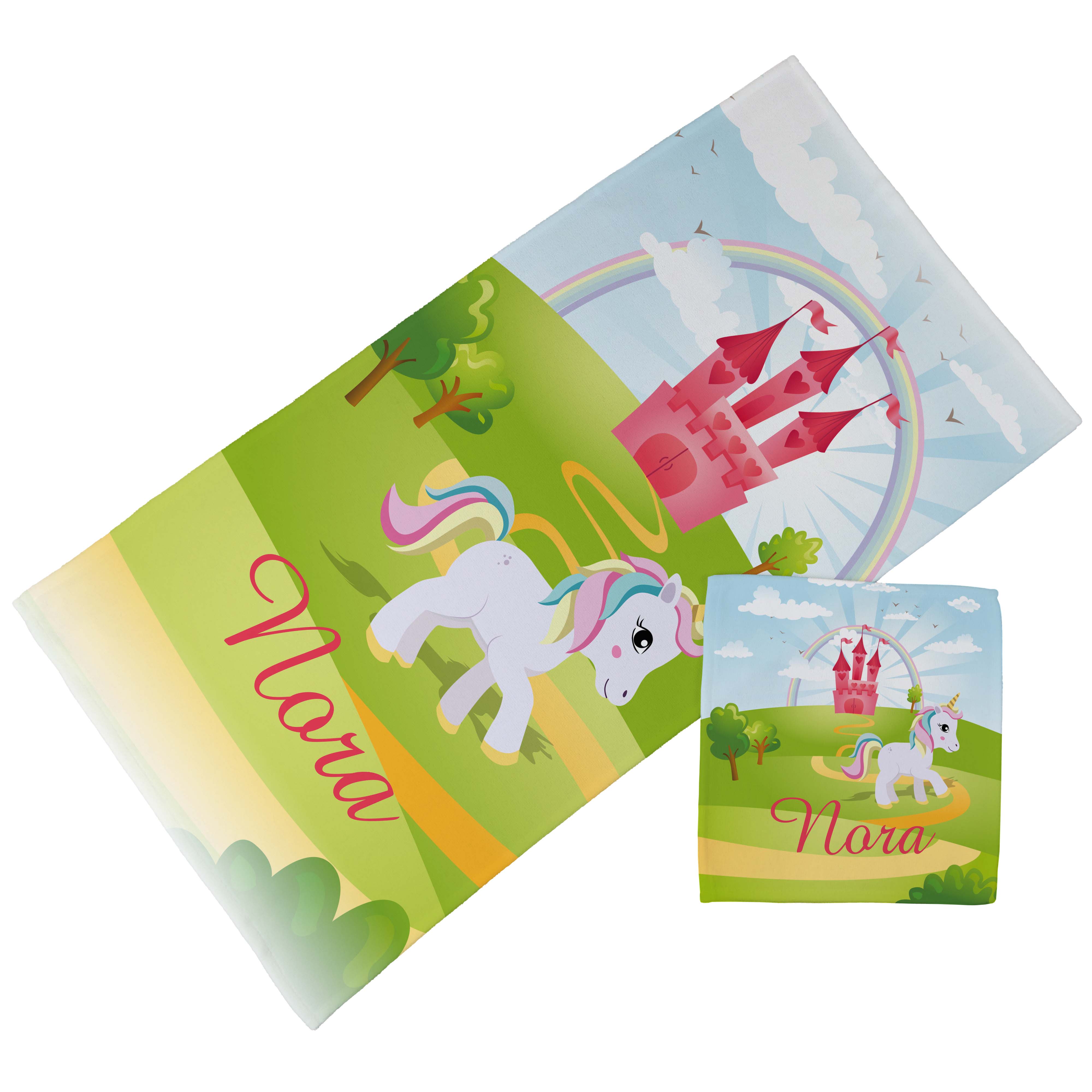 Personalised Children's Towel & Face Cloth Pack - Unicorn Fairytale